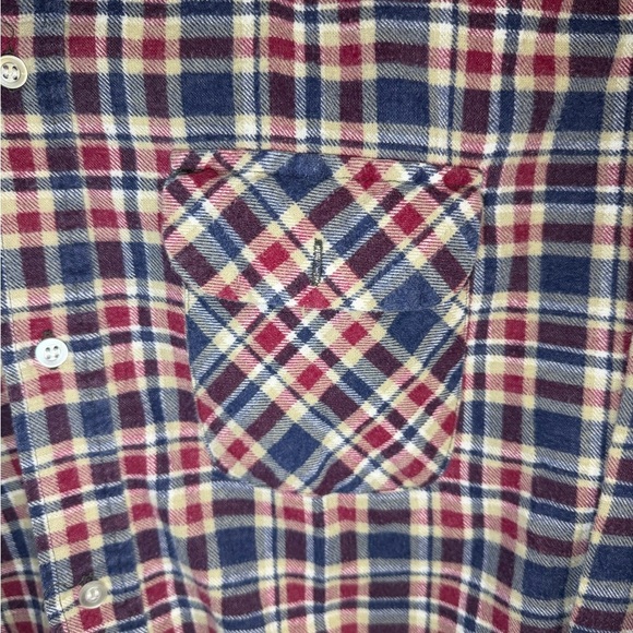 Rare Vintage JP & CO Heavyweight Flannel Shirt XL Plaid Navy Blue Red Brown 90s - Picture 6 of 6